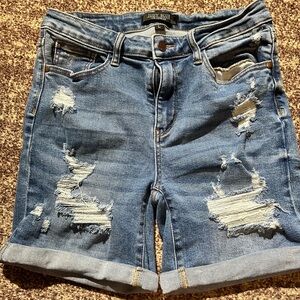 Judy Blue Women's Distressed Denim Shorts - Blue
